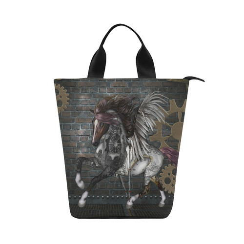 Steampunk, awesome steampunk horse with wings Nylon Lunch Tote Bag (Model 1670)