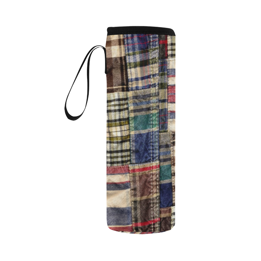 patchwork plaid frankenstein tartan Neoprene Water Bottle Pouch/Large