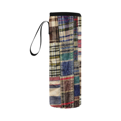 patchwork plaid frankenstein tartan Neoprene Water Bottle Pouch/Large