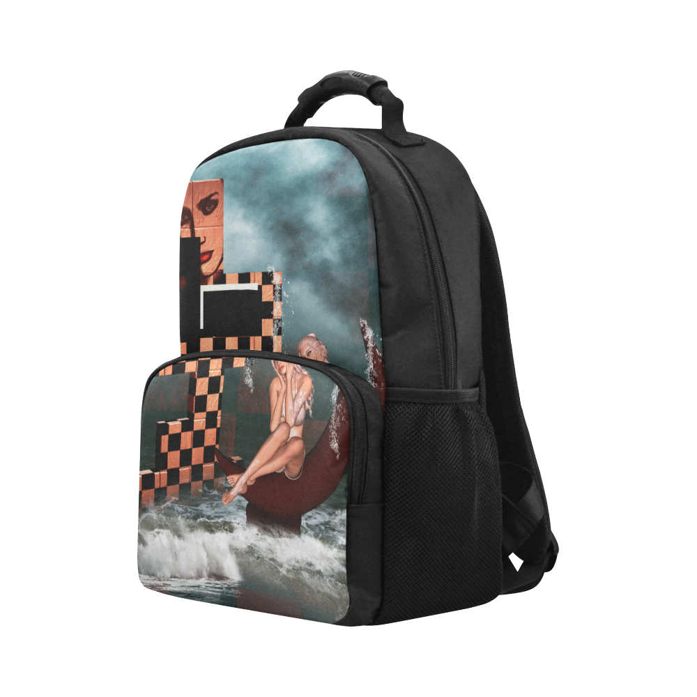 Beautiful fairy sitting on the moon Unisex Laptop Backpack (Model 1663)