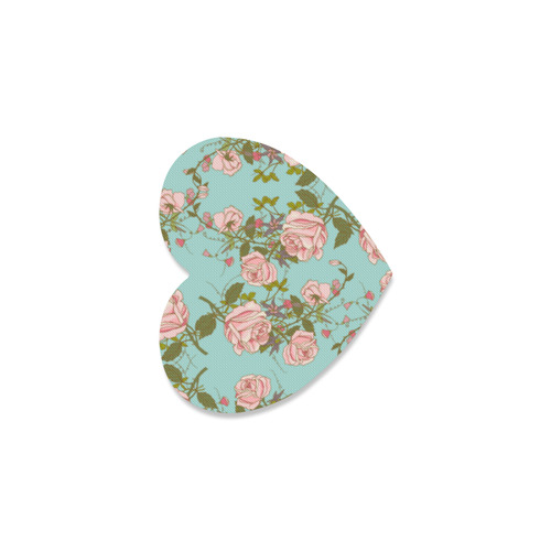 pink roses with teal backgraound coasters Heart Coaster