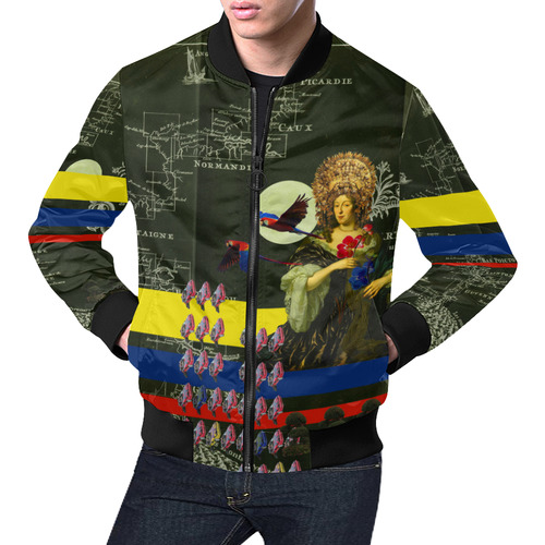 THE FLOWERS OF THE QUEEN All Over Print Bomber Jacket for Men (Model H19)