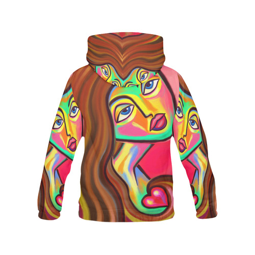 Love is Near Vibrant Portrait All Over Print Hoodie for Women (USA Size) (Model H13)