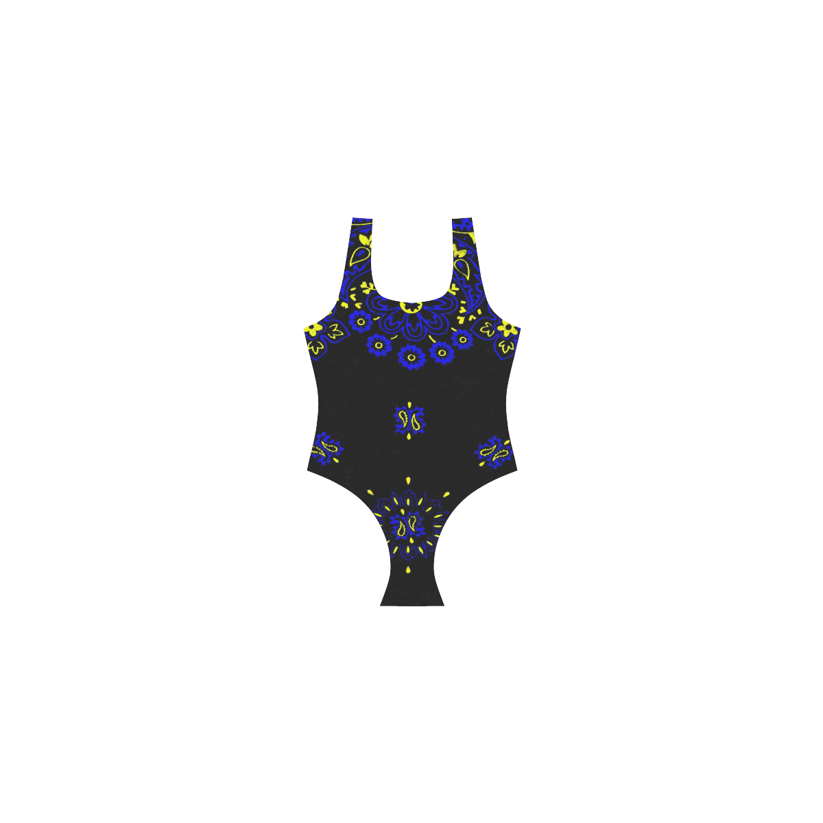 blue yellow bandana Vest One Piece Swimsuit (Model S04)