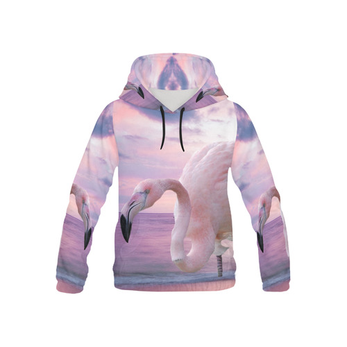 Flamingo and Pink Sky All Over Print Hoodie for Kid (USA Size) (Model H13)