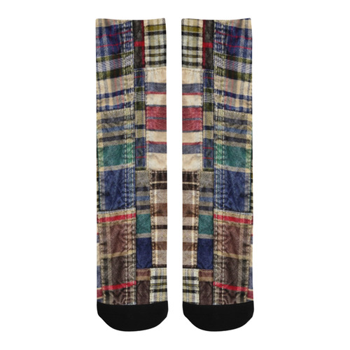 patchwork plaid frankenstein tartan Trouser Socks