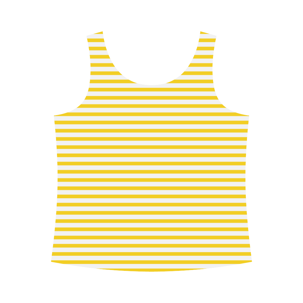 Horizontal Yellow Candy Stripes All Over Print Tank Top for Women (Model T43)
