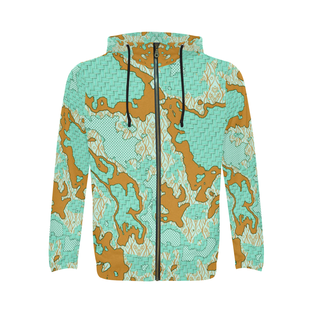 Unique abstract pattern mix 2F by FeelGood All Over Print Full Zip Hoodie for Men (Model H14)