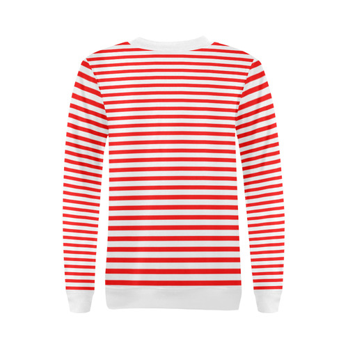 Horizontal Red Candy Stripes All Over Print Crewneck Sweatshirt for Women (Model H18)