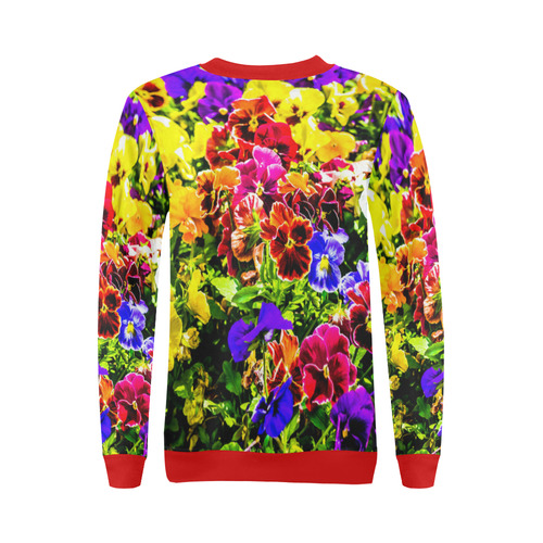 Viola Tricolor Flower colorful beautiful spring warm All Over Print Crewneck Sweatshirt for Women (Model H18)