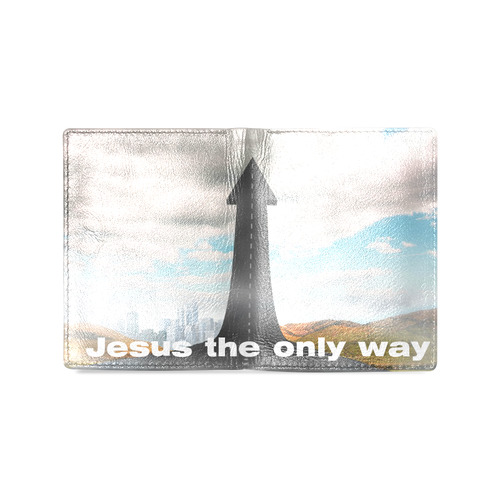 picture of road pointing to heaven mens wallet Men's Leather Wallet (Model 1612)