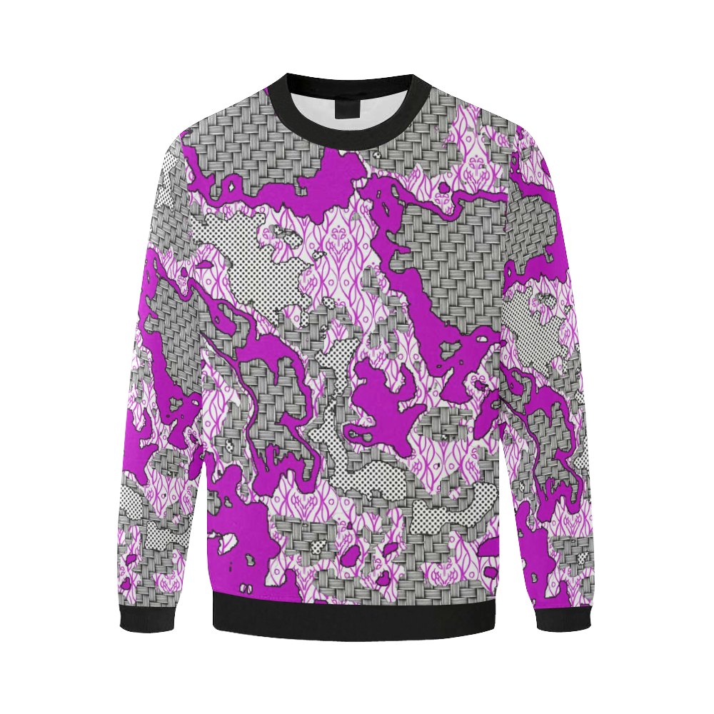 Unique abstract pattern mix 2D by FeelGood Men's Oversized Fleece Crew Sweatshirt (Model H18)