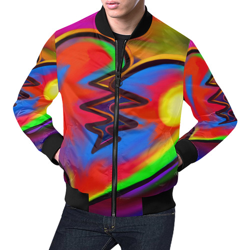 Broken Heart Vibrant Love Painting All Over Print Bomber Jacket for Men (Model H19)