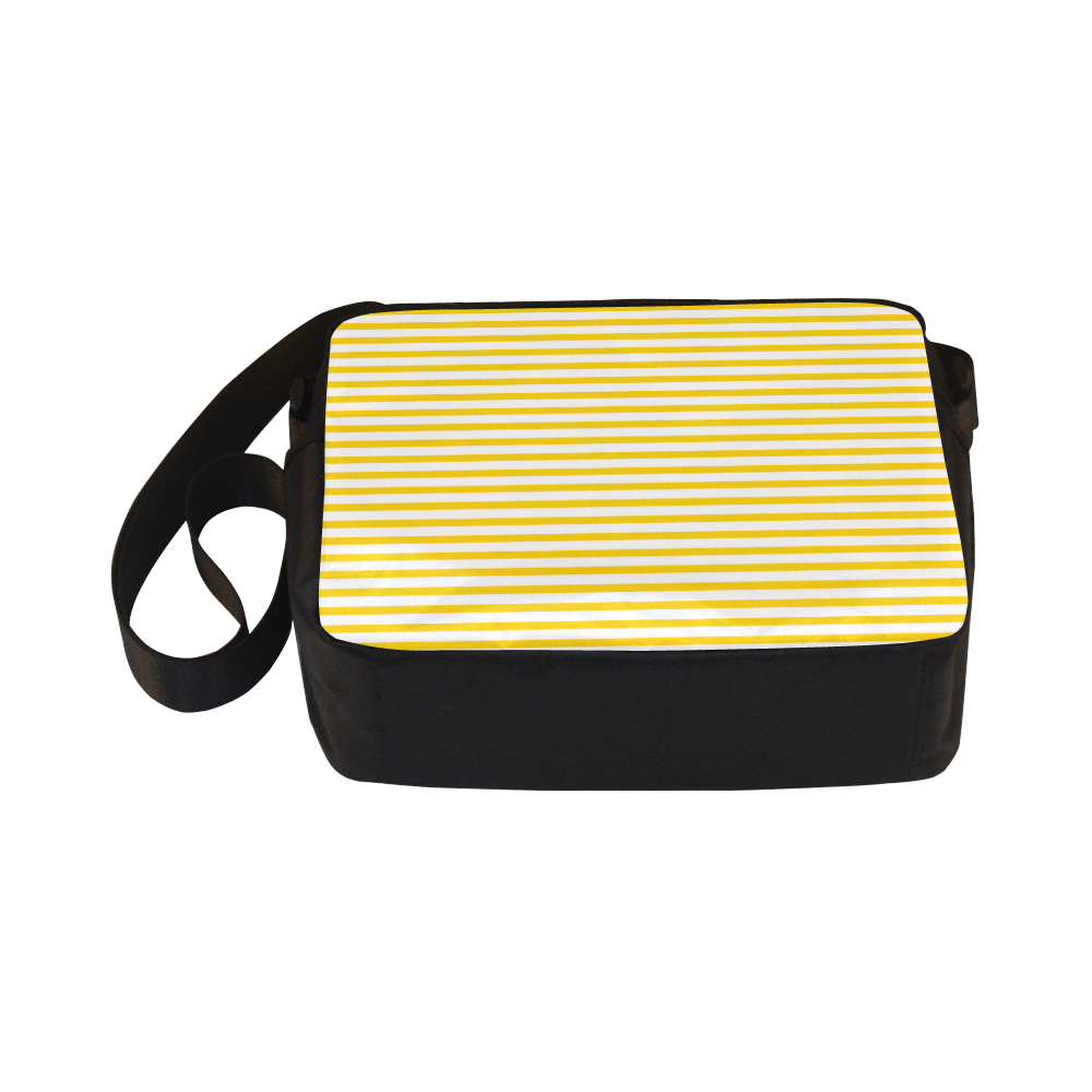 Horizontal Yellow Candy Stripes Classic Cross-body Nylon Bags (Model 1632)