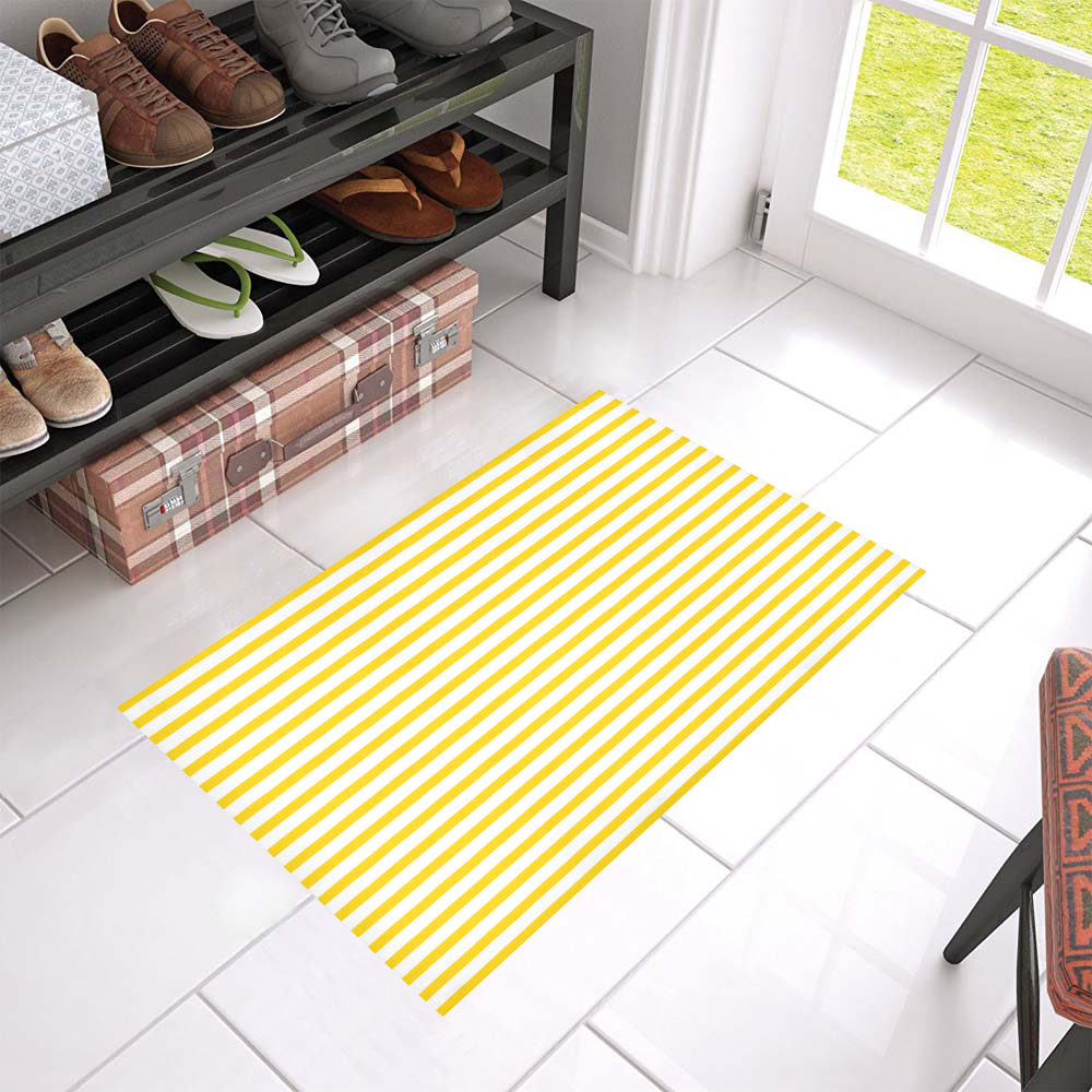 Horizontal Yellow Candy Stripes Azalea Doormat 24" x 16" (Sponge Material)