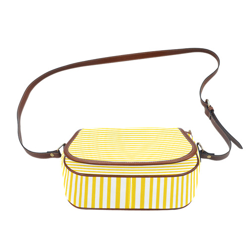 Horizontal Yellow Candy Stripes Saddle Bag/Small (Model 1649) Full Customization