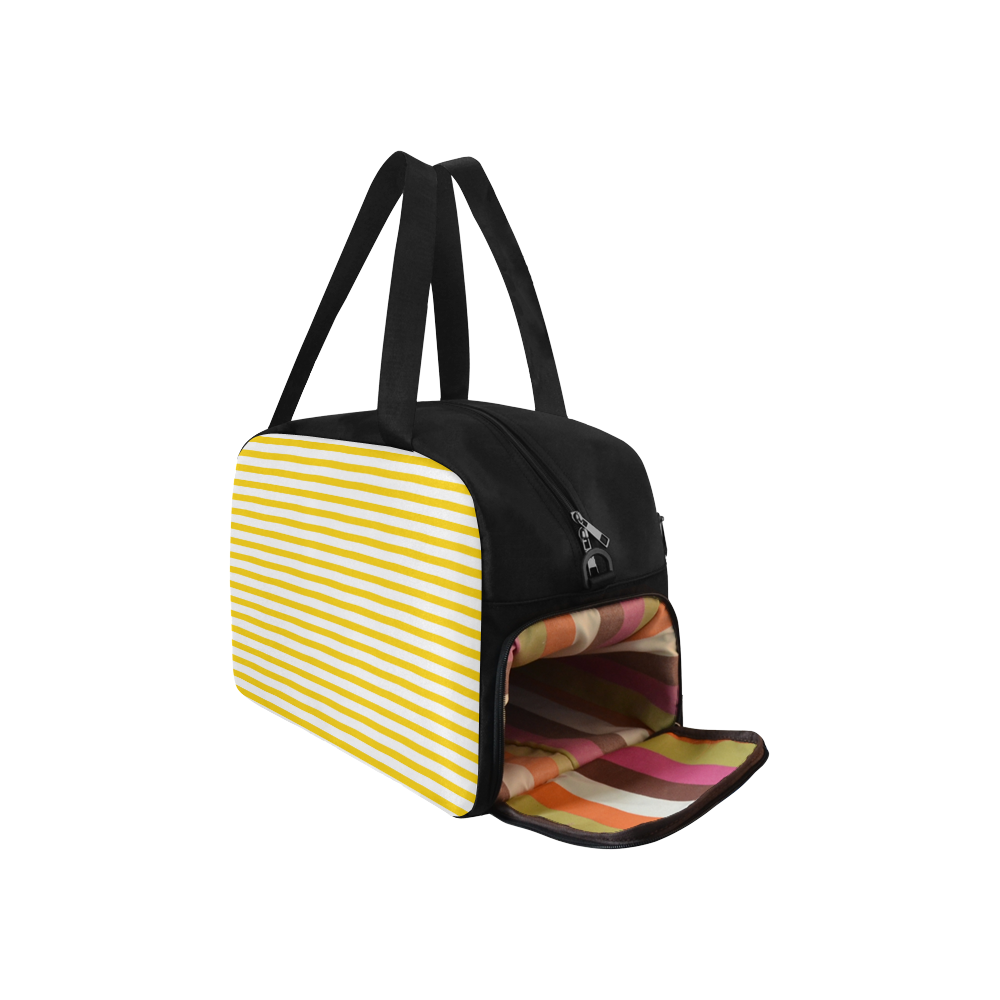 Horizontal Yellow Candy Stripes Fitness Handbag (Model 1671)