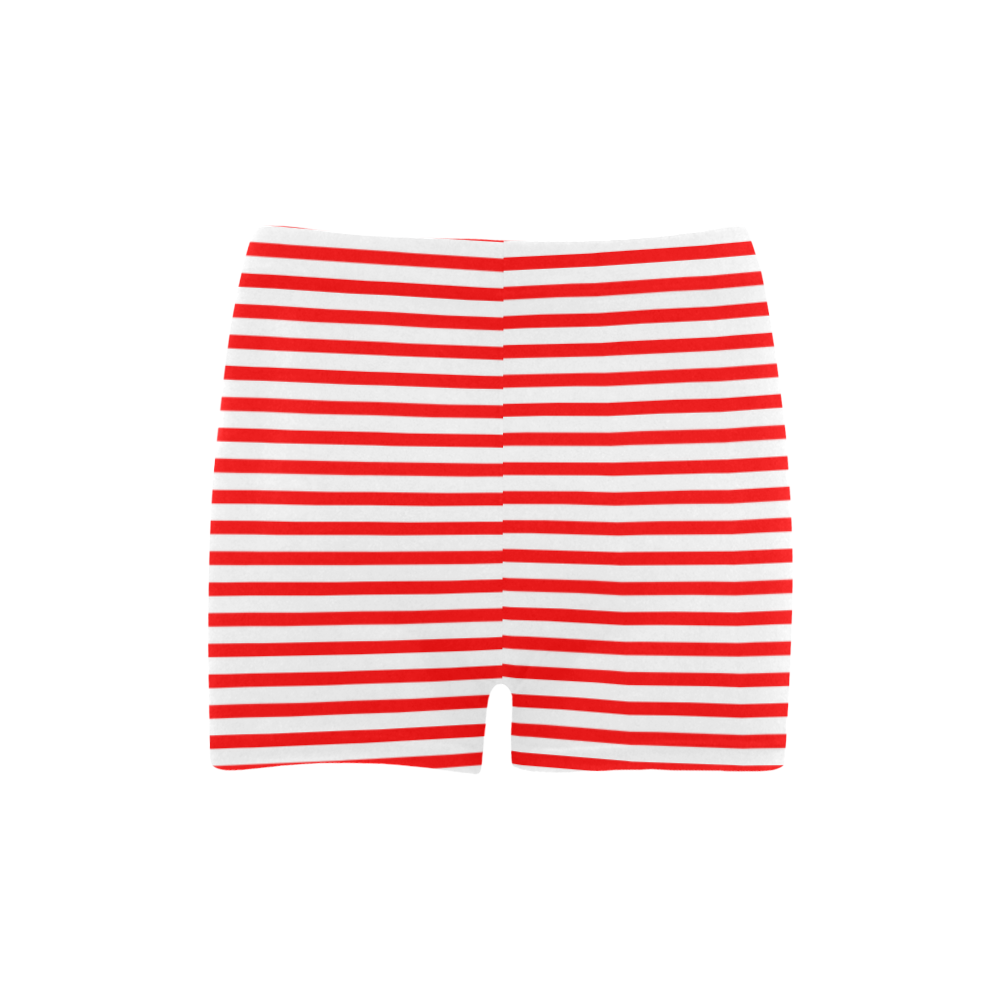 Horizontal Red Candy Stripes Briseis Skinny Shorts (Model L04)