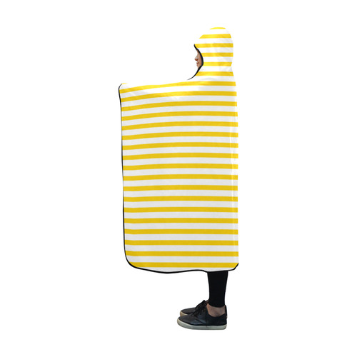 Horizontal Yellow Candy Stripes Hooded Blanket 60''x50''