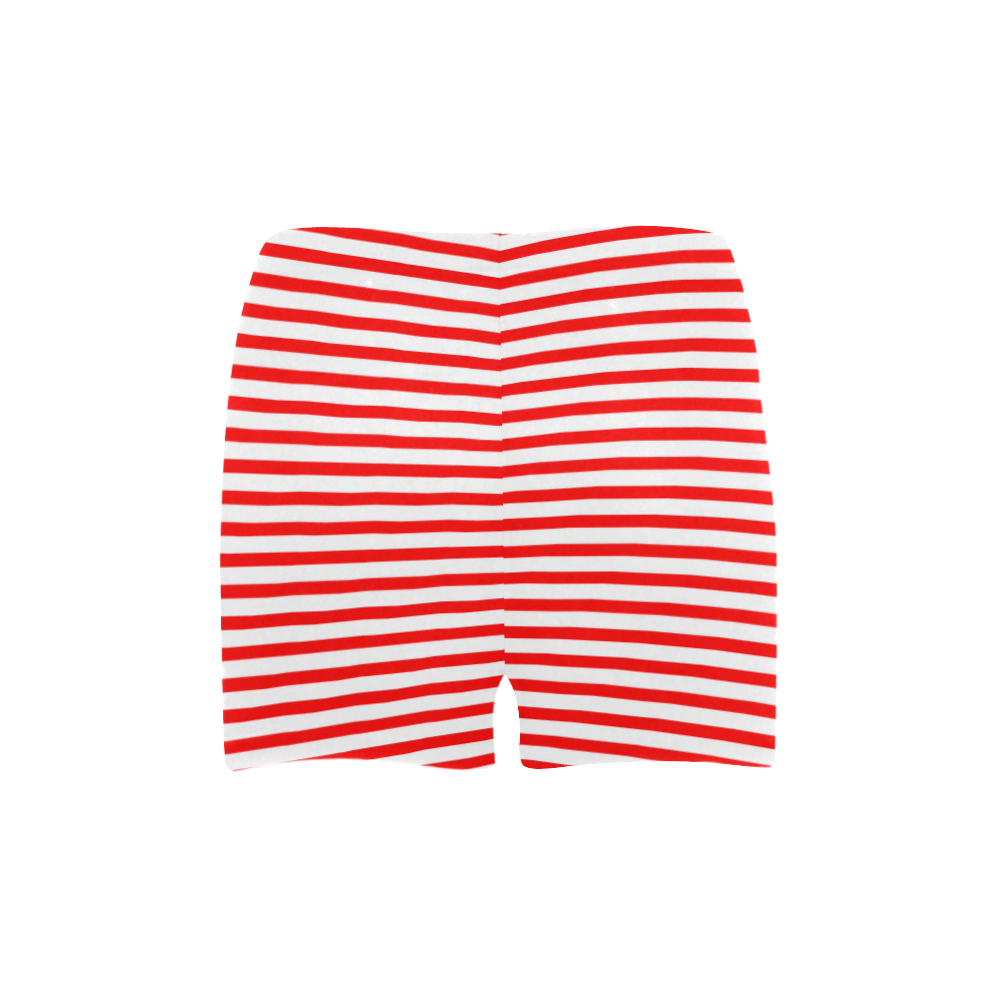 Horizontal Red Candy Stripes Briseis Skinny Shorts (Model L04)
