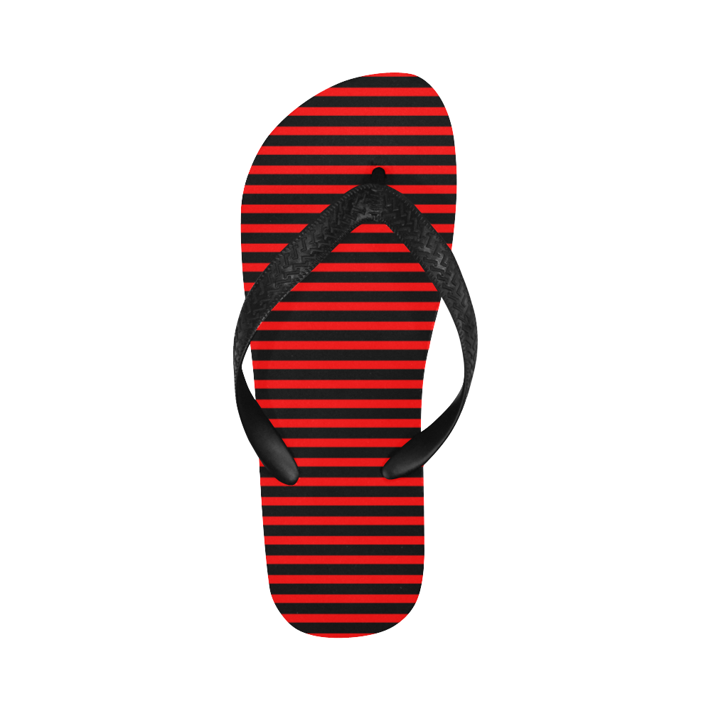 Horizontal Red Candy Stripes Flip Flops for Men/Women (Model 040)