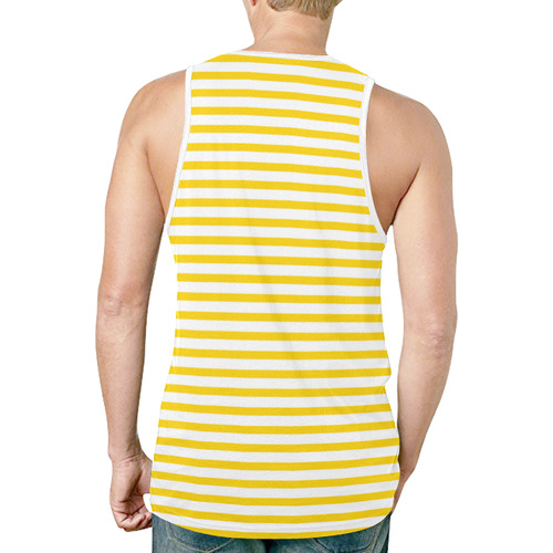 Horizontal Yellow Candy Stripes New All Over Print Tank Top for Men (Model T46)