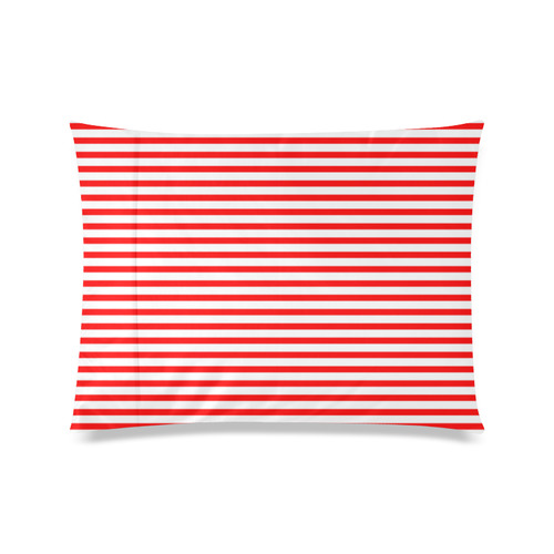 Horizontal Red Candy Stripes Custom Zippered Pillow Case 20"x26"(Twin Sides)
