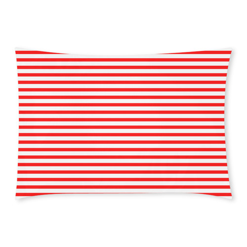 Horizontal Red Candy Stripes Custom Rectangle Pillow Case 20x30 (One Side)