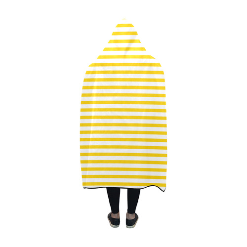 Horizontal Yellow Candy Stripes Hooded Blanket 60''x50''