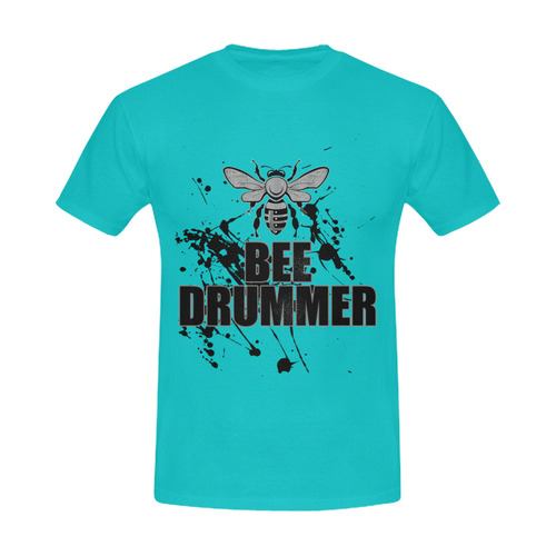 BEE DRUMMER DESIGN TURQUOISE Men's Slim Fit T-shirt (Model T13)