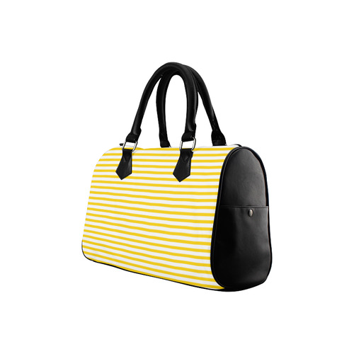 Horizontal Yellow Candy Stripes Boston Handbag (Model 1621)