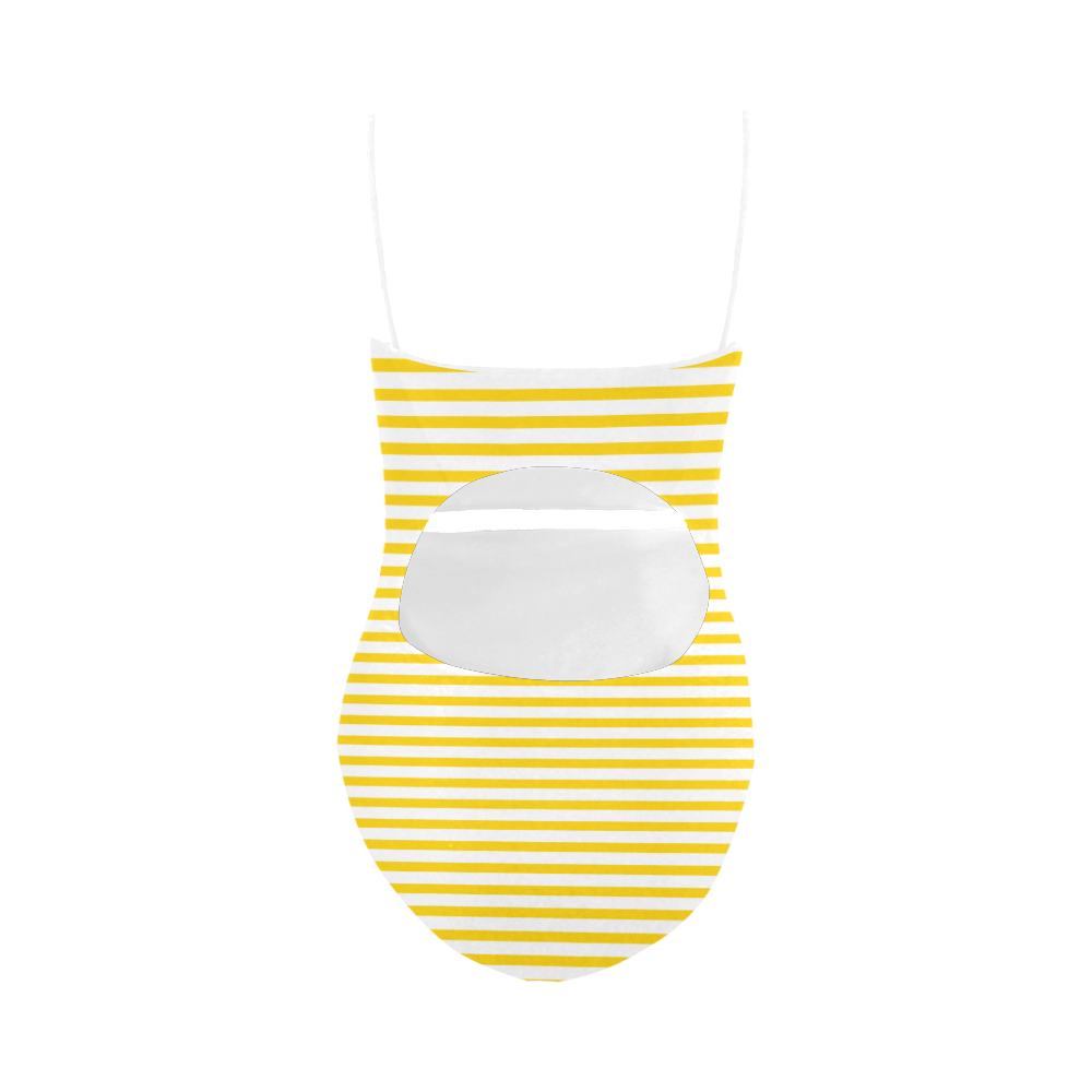 Horizontal Yellow Candy Stripes Strap Swimsuit ( Model S05)