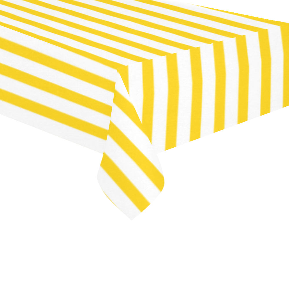 Horizontal Yellow Candy Stripes Cotton Linen Tablecloth 60"x120"