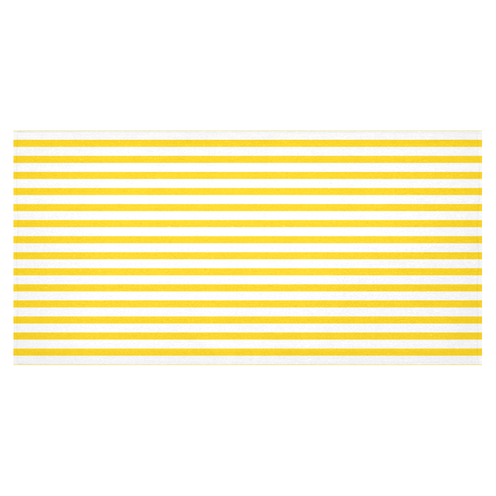 Horizontal Yellow Candy Stripes Cotton Linen Tablecloth 60"x120"