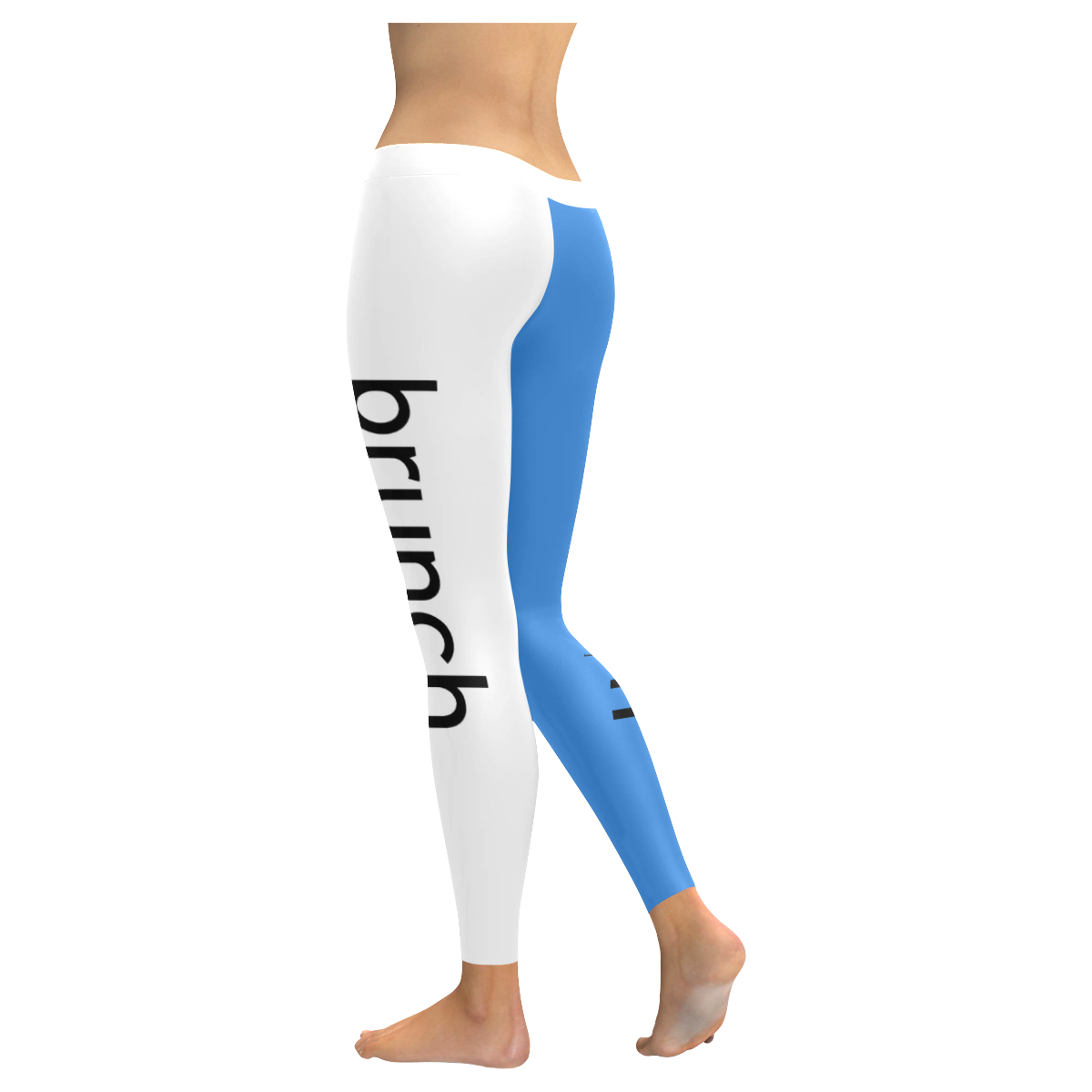 Womens Leggings Stretch Yoga Pants S, M, L, XL 2XL NeonBlue White Brunch Breakfast Lunch Women's Low Rise Leggings (Invisible Stitch) (Model L05)