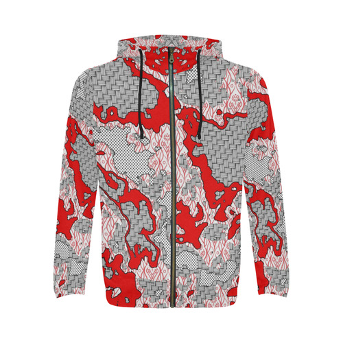Unique abstract pattern mix 2A by FeelGood All Over Print Full Zip Hoodie for Men (Model H14)