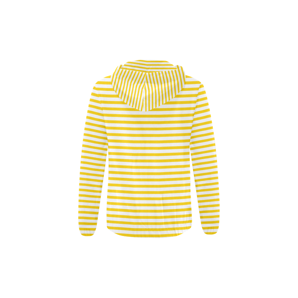 Horizontal Yellow Candy Stripes All Over Print Full Zip Hoodie for Kid (Model H14)