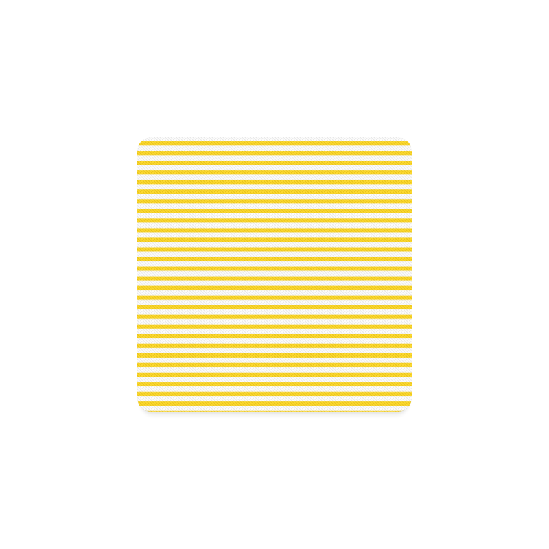 Horizontal Yellow Candy Stripes Square Coaster