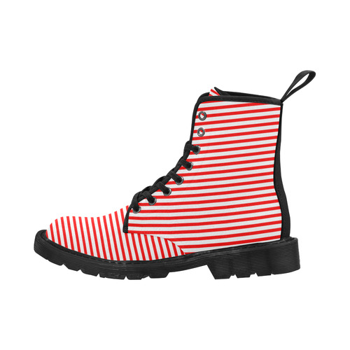 Horizontal Red Candy Stripes Martin Boots for Men (Black) (Model 1203H)