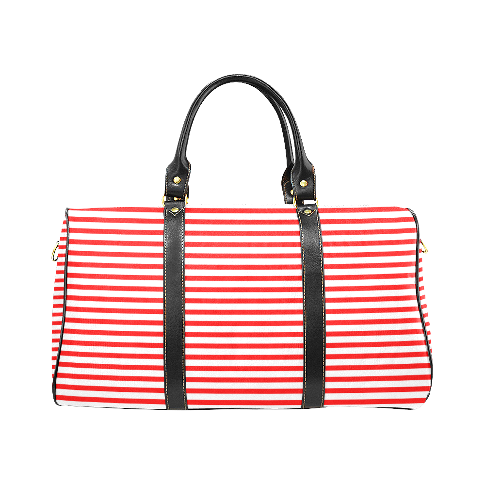 Horizontal Red Candy Stripes New Waterproof Travel Bag/Large (Model 1639)