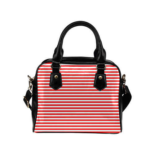 Horizontal Red Candy Stripes Shoulder Handbag (Model 1634)