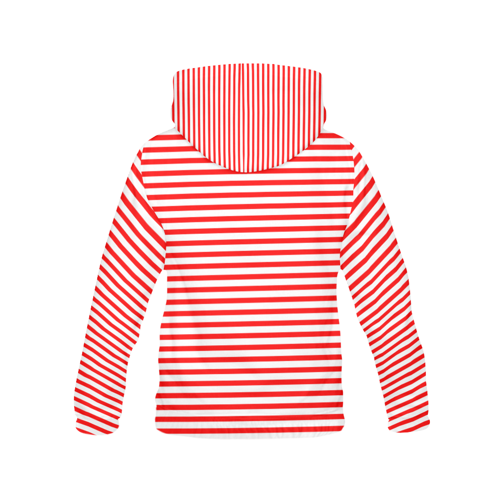 Horizontal Red Candy Stripes All Over Print Hoodie for Men/Large Size (USA Size) (Model H13)
