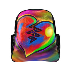 Broken Heart Vibrant Love Painting Multi-Pockets Backpack (Model 1636)