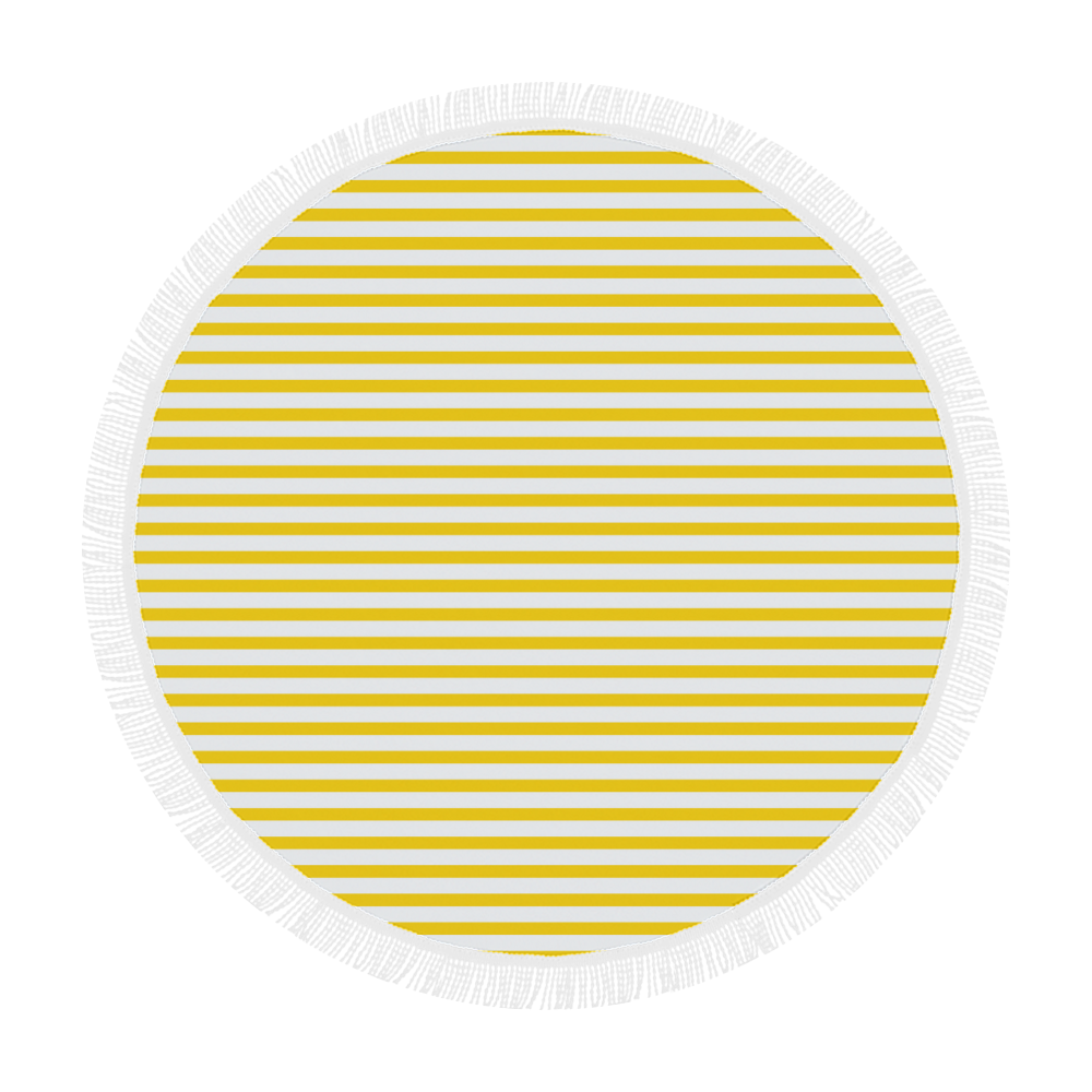 Horizontal Yellow Candy Stripes Circular Beach Shawl 59"x 59"