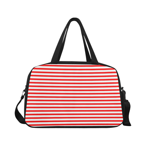 Horizontal Red Candy Stripes Fitness Handbag (Model 1671)