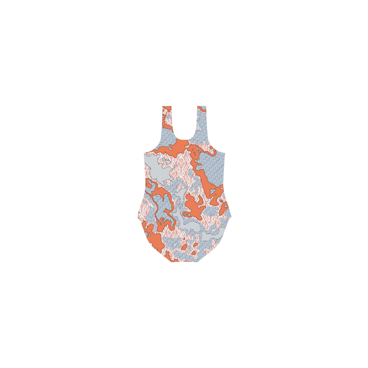 Unique abstract pattern mix 2E by FeelGood Vest One Piece Swimsuit (Model S04)