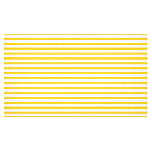 Horizontal Yellow Candy Stripes Cotton Linen Tablecloth 60"x 104"