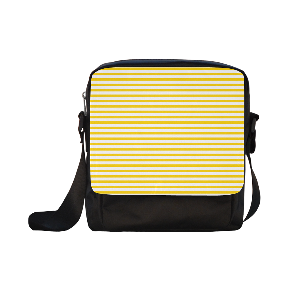 Horizontal Yellow Candy Stripes Crossbody Nylon Bags (Model 1633)