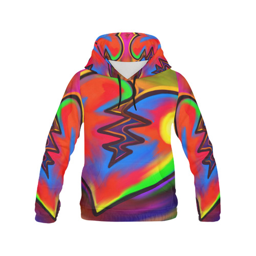 Broken Heart Vibrant Love Painting All Over Print Hoodie for Women (USA Size) (Model H13)