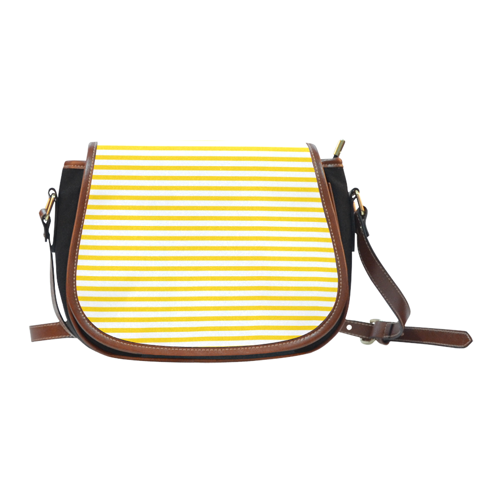 Horizontal Yellow Candy Stripes Saddle Bag/Small (Model 1649)(Flap Customization)